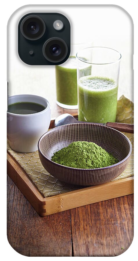 Cusine At Home iPhone Case featuring the photograph Matcha powder and drinks by Cuisine at Home