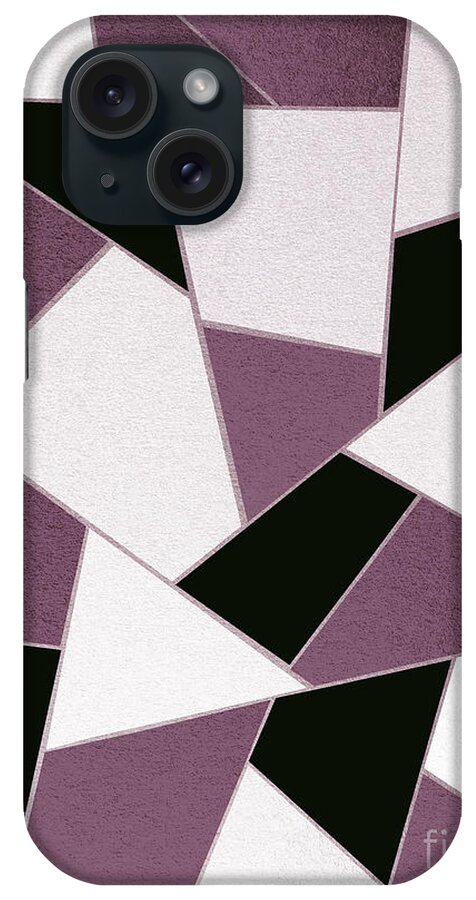 Graphic-design iPhone Case featuring the mixed media Mauve Black Geometric Glam #1 #geo #decor #art by Anitas and Bellas Art