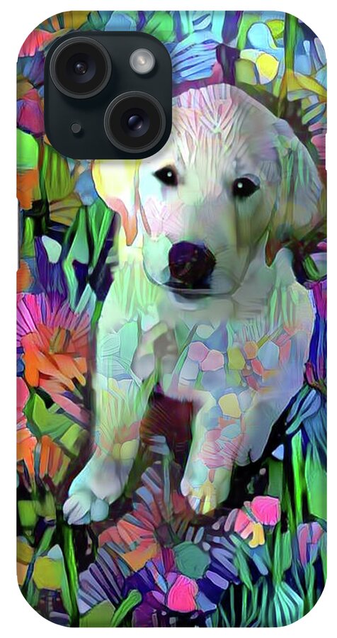 Great Pyrenees iPhone Case featuring the digital art Max in the Garden by Peggy Collins
