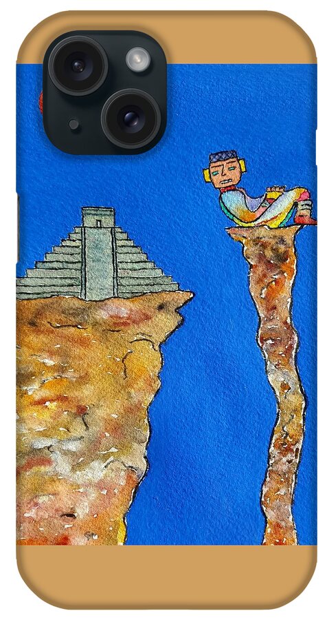 Watercolor iPhone Case featuring the painting Mayan Sun Lore by John Klobucher