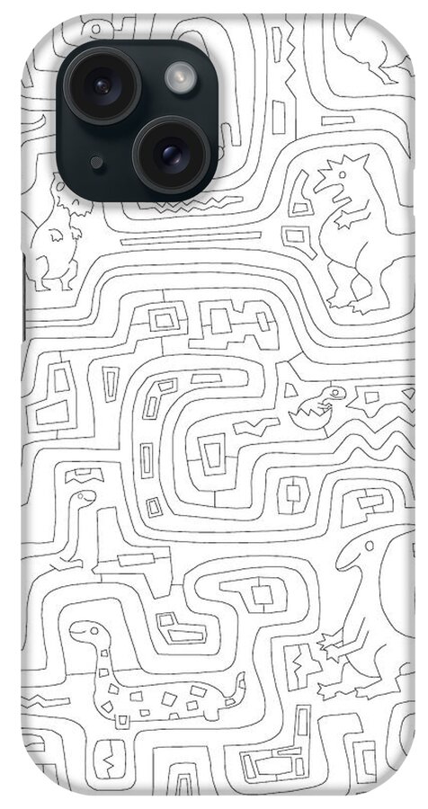 Maze Dinosaurs 1 iPhone Case featuring the digital art Maze Dinosaurs 1 by Miguel Balb?s