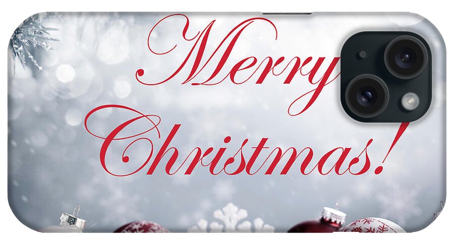 Merry iPhone Case featuring the mixed media Merry Christmas by Johanna Hurmerinta