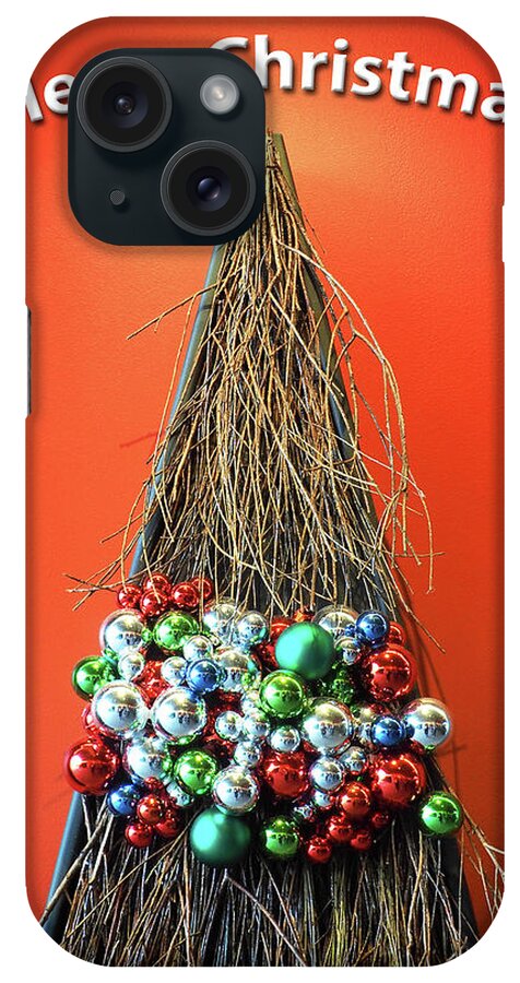 Card iPhone Case featuring the photograph Merry Christmas Twig Tree by Bill Swartwout