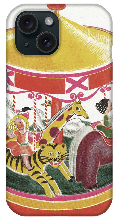 Amusement Park iPhone Case featuring the drawing Merry-go-Round by CSA Images