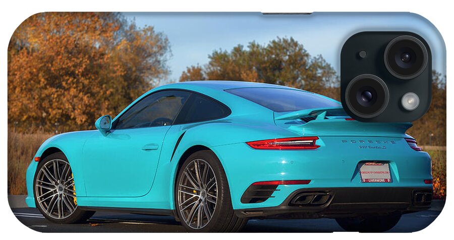 Cars iPhone Case featuring the photograph #Miami #Blue #Porsche 911 #Turbo S #Print by ItzKirb Photography