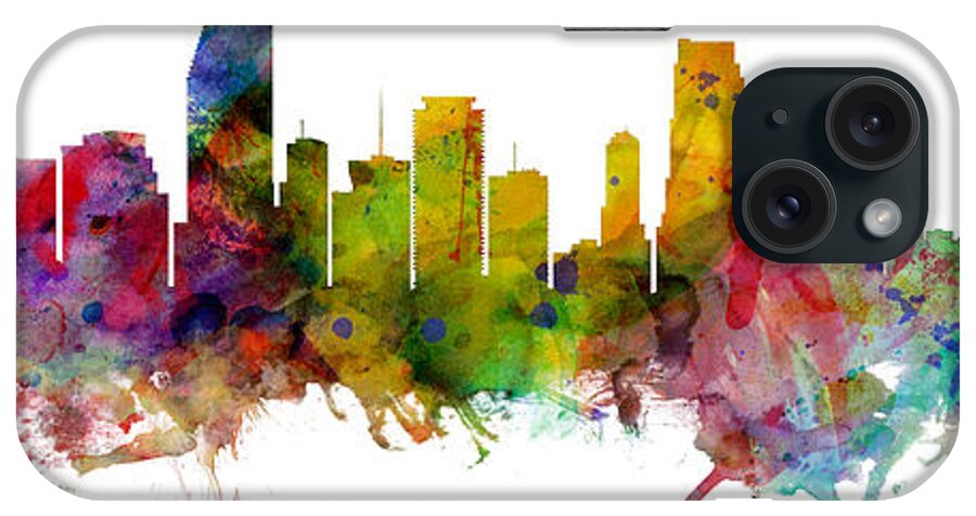 Miami iPhone Case featuring the digital art Miami Florida Skyline Panoramic by Michael Tompsett