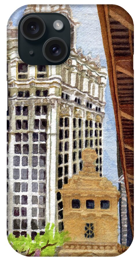 Cityscape iPhone Case featuring the painting Michigan Ave Bridge .66 by Alice Ann Barnes