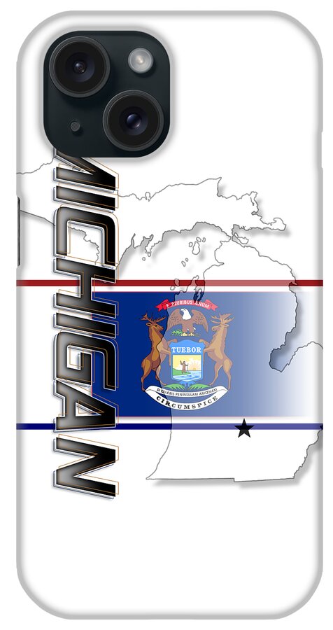 Michigan iPhone Case featuring the digital art Michigan State Vertical Print by Rick Bartrand