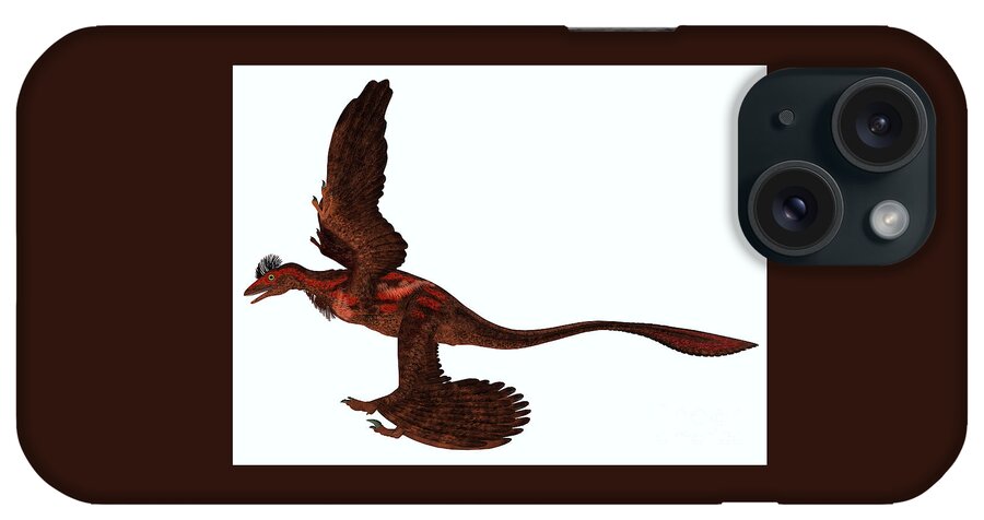 Microraptor iPhone Case featuring the digital art Microraptor Side Profile by Corey Ford