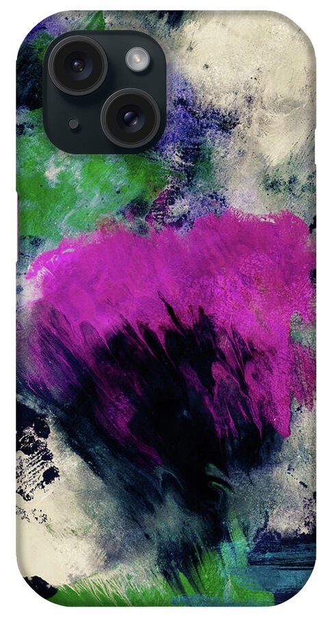 Abstract Painting iPhone Case featuring the mixed media Midnight Rhapsody- Art by Linda Woods by Linda Woods