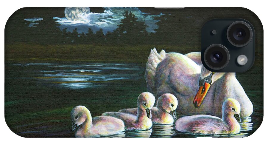 Swan iPhone Case featuring the painting Midnight Watch by Laurie Tietjen
