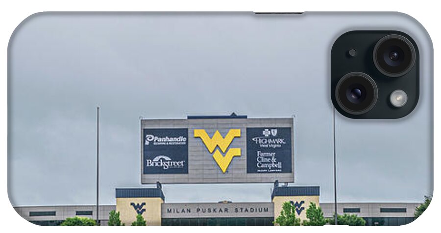 West Virginia University iPhone Case featuring the photograph Milan Puskar Stadium by Aaron Geraud