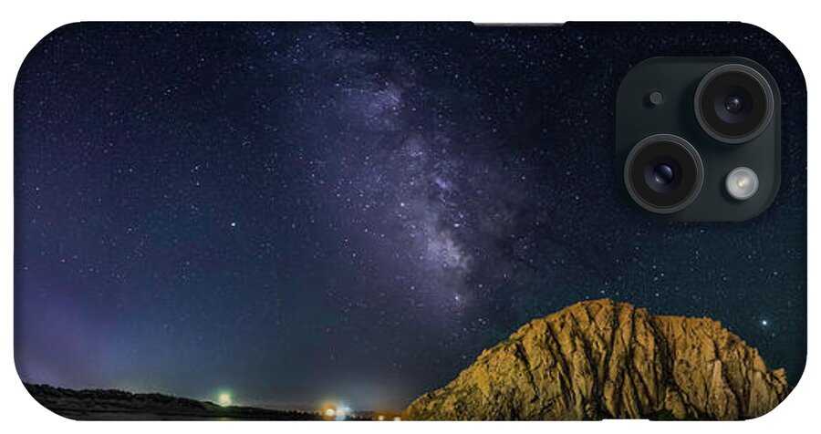 Morro Rock iPhone Case featuring the photograph Milky Way over Morro Rock by Mike Long