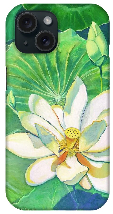 Water iPhone Case featuring the painting Mississippi Water Lily by Jeanette Jarmon