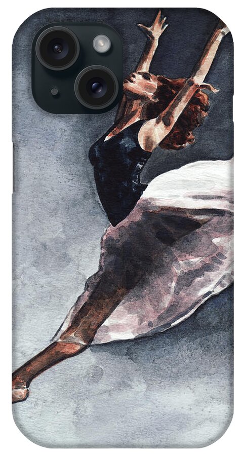 Misty Copeland iPhone Case featuring the painting Misty Copeland Leap by Laura Row