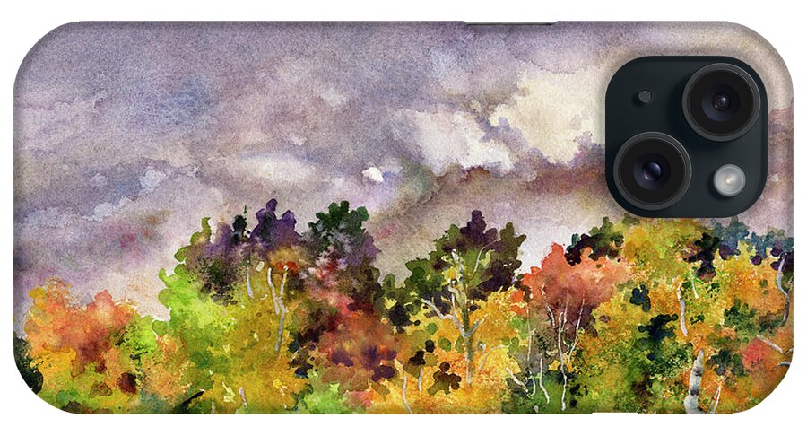 Fall Trees Painting iPhone Case featuring the painting Misty Fall Morning by Anne Gifford