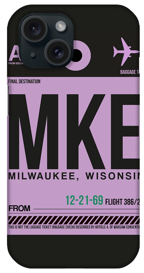 Vacation iPhone Case featuring the digital art MKE Milwaukee Luggage by Naxart Studio
