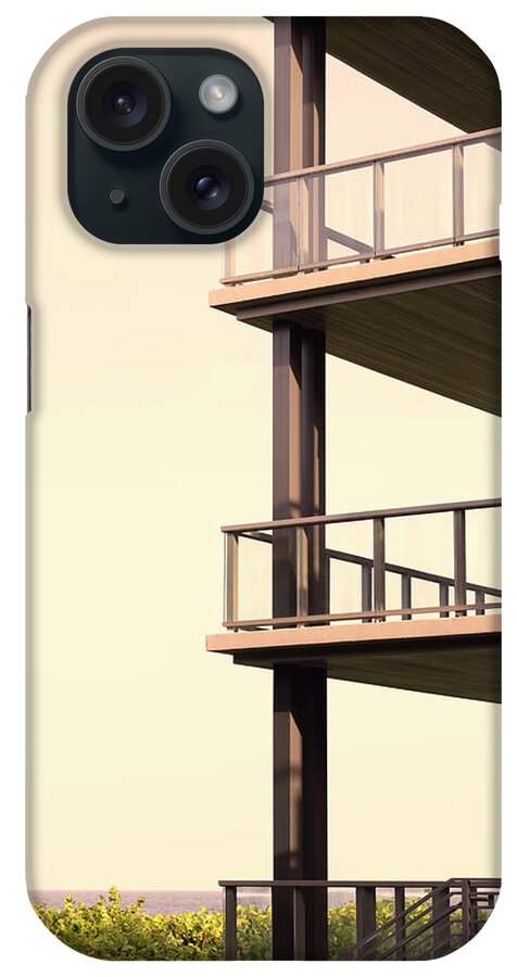 Estock iPhone Case featuring the digital art Modern Building In Front Of Ocean by Laura Diez