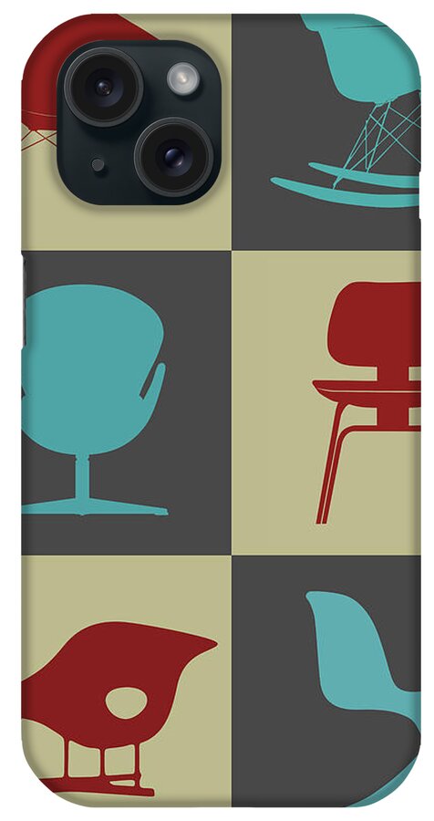 Mid-century iPhone Case featuring the digital art Modern Chair Collection I by Naxart Studio