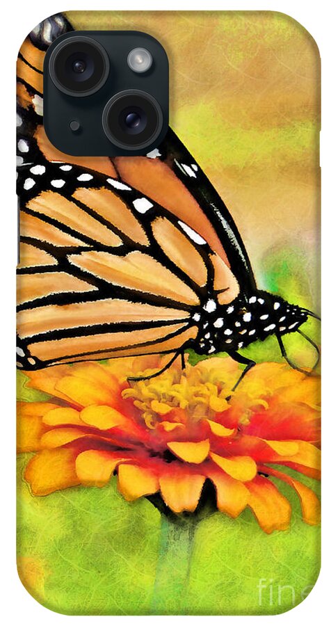 Butterfly iPhone Case featuring the digital art Monarch Butterfly On Flower by Jeff Breiman