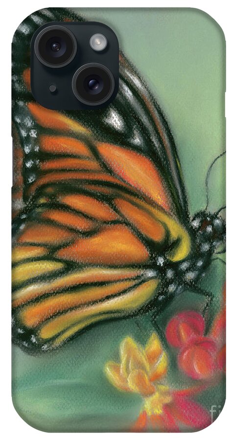 Animal iPhone Case featuring the painting Monarch Butterfly with Milkweed Flowers by MM Anderson
