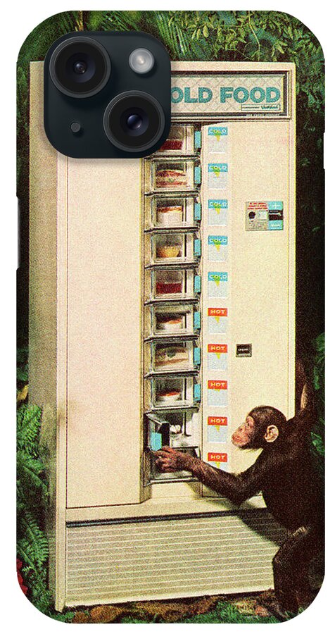Animal iPhone Case featuring the drawing Monkey at a Vending Machine in the Jungle by CSA Images