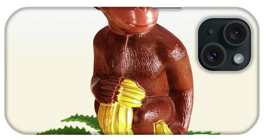 Africa iPhone Case featuring the drawing Monkey Sitting on Palm Tree With Bananas by CSA Images