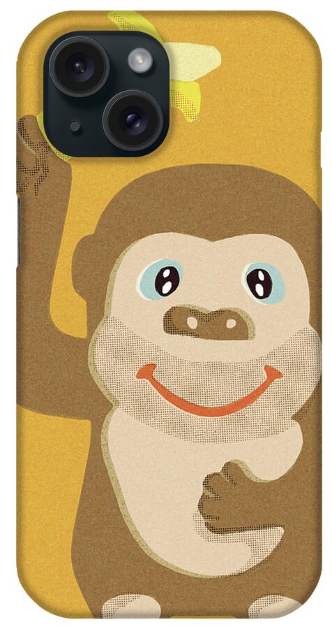 Animal iPhone Case featuring the drawing Monkey with banana by CSA Images