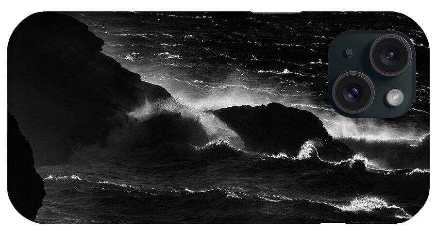 Waves iPhone Case featuring the photograph Monochrome Cornish Waves by Mark Hunter