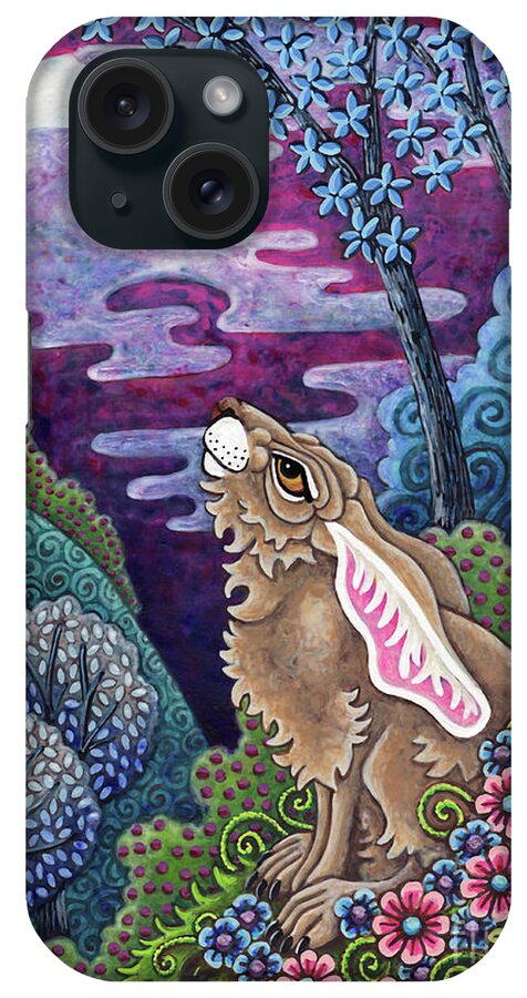 Hare iPhone Case featuring the painting Moon Gazing Hare 3 by Amy E Fraser