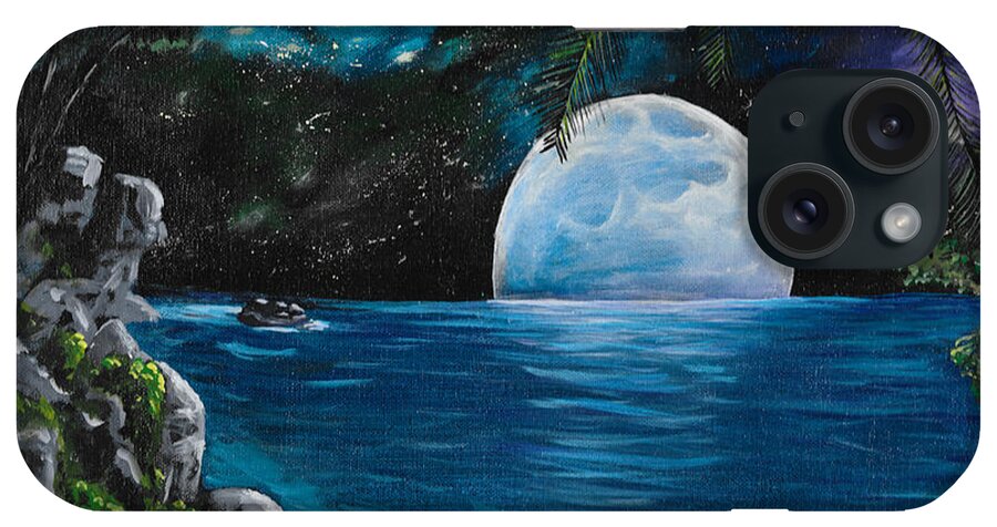Blue Moon iPhone Case featuring the painting Moon light Island by David Bigelow