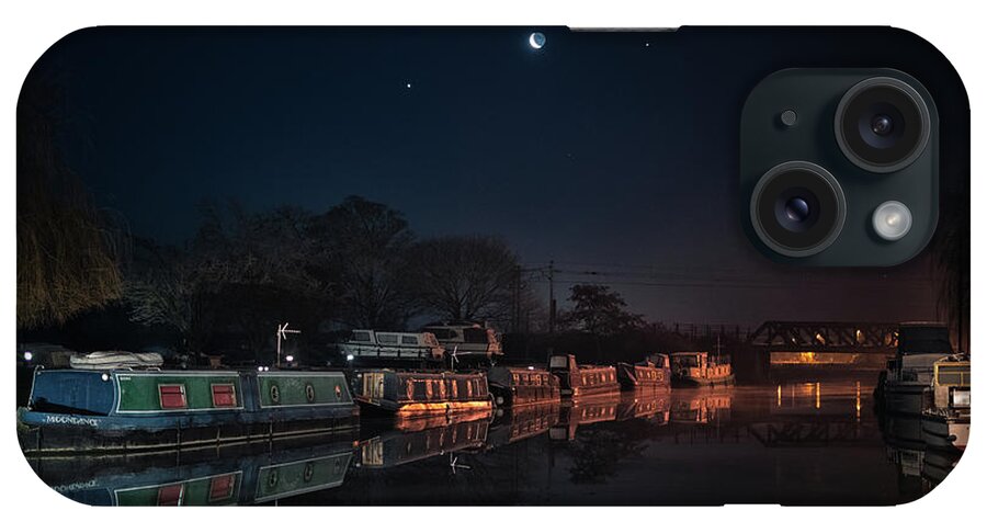 Astrophotography iPhone Case featuring the photograph Moon, Venus and Jupiter over Ely Riverside by James Billings