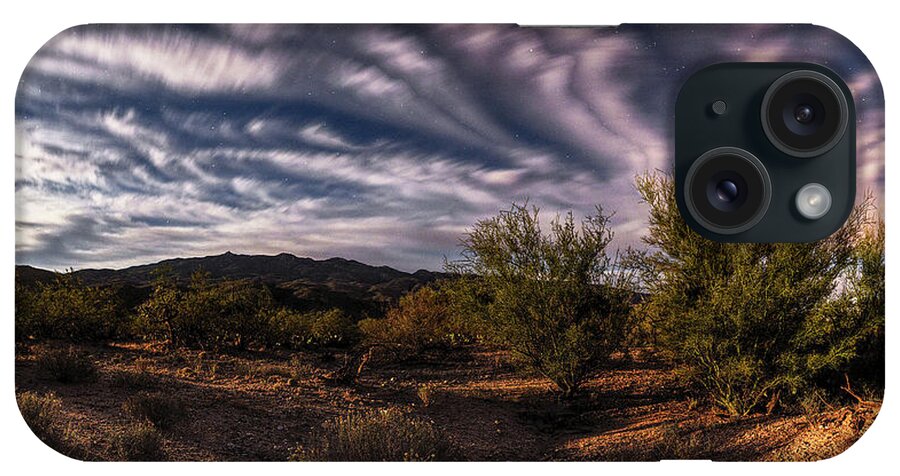 Moon iPhone Case featuring the photograph Moonlight sky over Sonoran Desert by Chance Kafka