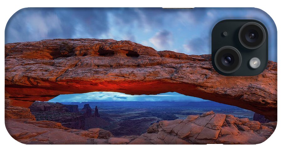 Moon iPhone Case featuring the photograph Moonrise over Mesa Arch by Darren White