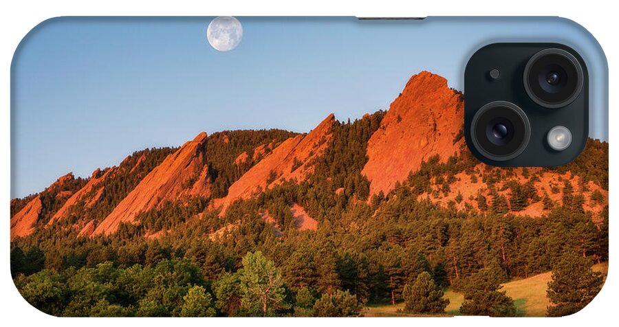Boulder iPhone Case featuring the photograph Moonset over the Flatirons by Darren White