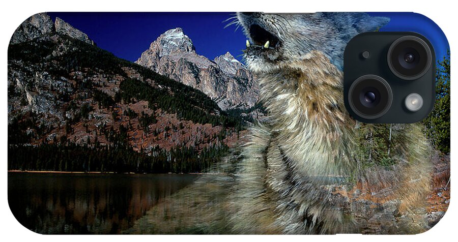 A Semi-transparent Wolf Howls Into The Air. iPhone Case featuring the photograph Morning Echo by Gordon Semmens
