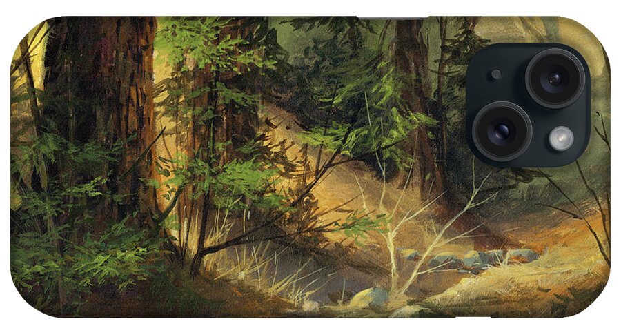 Michael Humphries iPhone Case featuring the painting Morning Redwoods by Michael Humphries