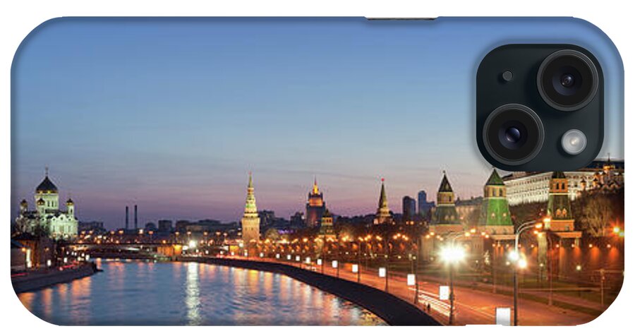 Panoramic iPhone Case featuring the photograph Moscow River At Dusk by Siegfried Layda