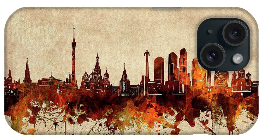 Moscow iPhone Case featuring the digital art Moscow Skyline Sepia by Bekim M