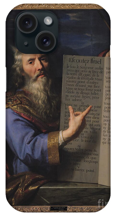 Art iPhone Case featuring the painting Moses With The Tablets Of The Law, 1663 by Philippe De Champaigne