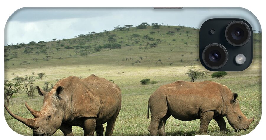 Kenya iPhone Case featuring the photograph Mother And Baby Black Rhino by Christophe cerisier