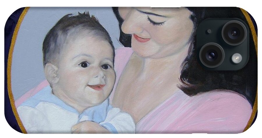Mother And Child iPhone Case featuring the painting Mother and Child by Therese Legere