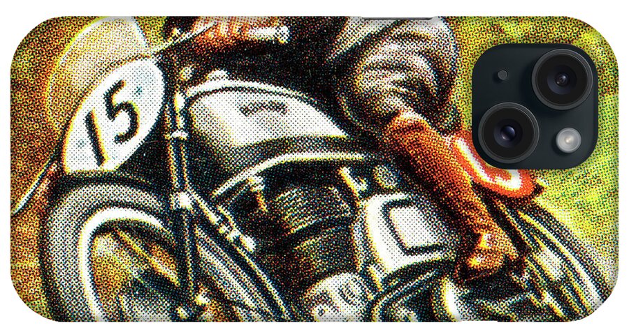 Bike iPhone Case featuring the drawing Motorcycle rider by CSA Images