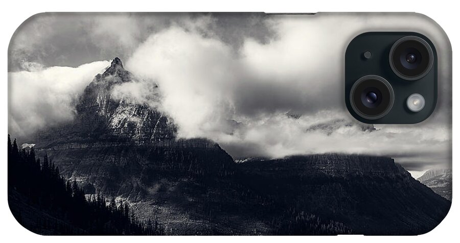 B&w iPhone Case featuring the photograph Mount Oberlin Cloaked in Clouds by John Hight