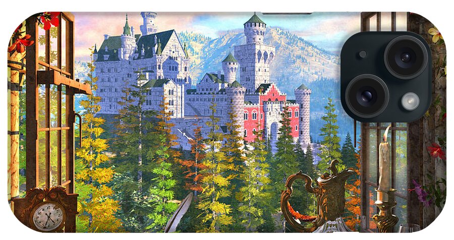 Castle iPhone Case featuring the painting Mountain Castle Through Window by MGL Meiklejohn Graphics Licensing