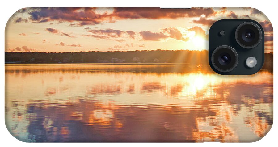 Crepuscular Rays iPhone Case featuring the photograph Mountain Lake Sunset, Crepuscular Rays by A Macarthur Gurmankin