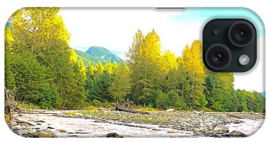 River iPhone Case featuring the photograph Mountain River Wilderness, Evening Glow on Treetops by Carol Riddle