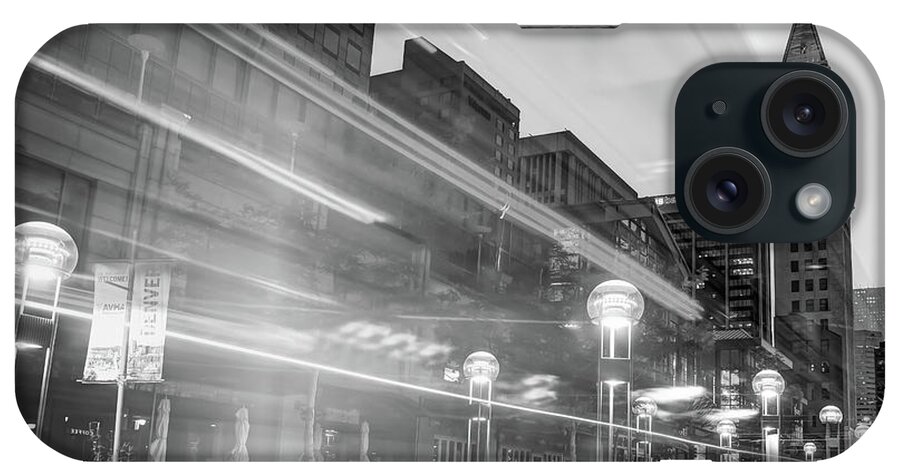 America iPhone Case featuring the photograph Moving Through Denver Colorado - Black and White by Gregory Ballos