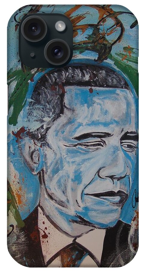 Obama iPhone Case featuring the painting Mr. Obama The GREAT by Antonio Moore