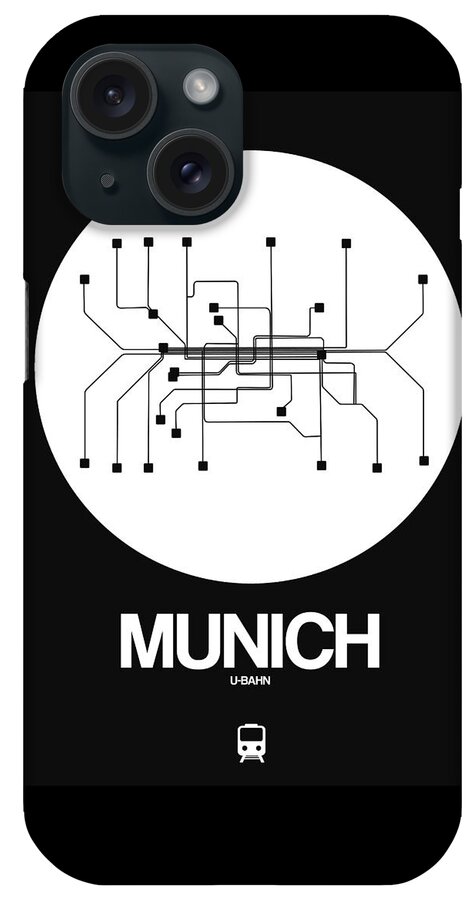 Vacation iPhone Case featuring the digital art Munich White Subway Map by Naxart Studio